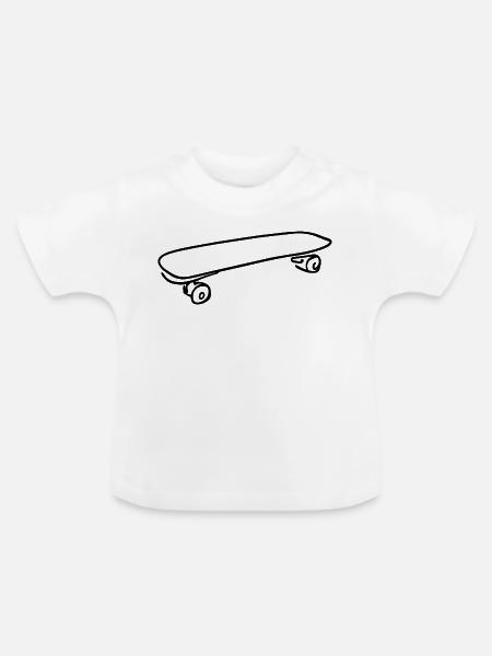 Skateboard Zeichnung - Baby Bio-T-Shirt mit Rundhals - Weiß