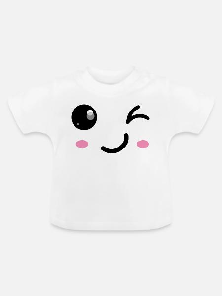 Zwinkerndes Lächeln - Baby Bio-T-Shirt mit Rundhals - Weiß