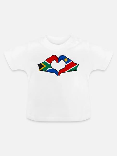 Südafrika Namibia Flagge Herz - Baby Bio-T-Shirt mit Rundhals - Weiß