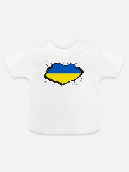 Ukrainische Flagge - Baby Bio-T-Shirt mit Rundhals - Weiß