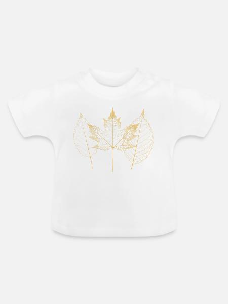 Goldene Herbstblätter Muster - Baby Bio-T-Shirt mit Rundhals - Weiß