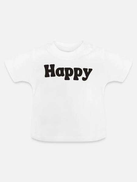 Happy - Baby Bio-T-Shirt mit Rundhals - Weiß