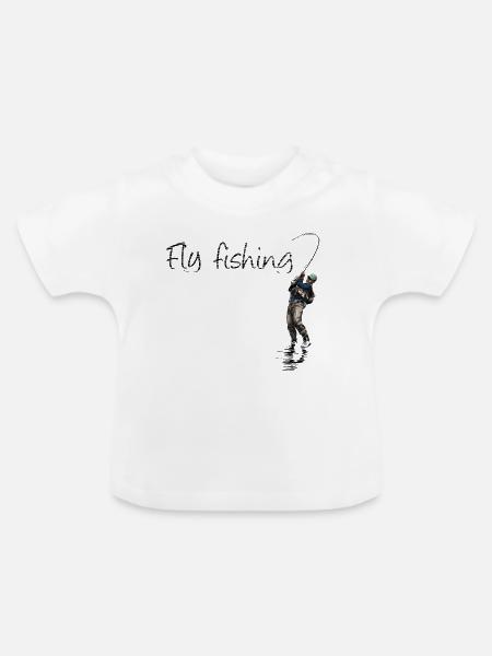 Fly fishing - Baby Bio-T-Shirt mit Rundhals - Weiß