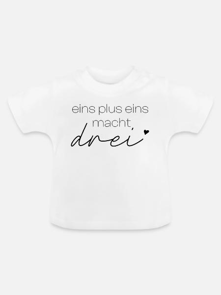eins plus eins macht drei - Baby Bio-T-Shirt mit Rundhals - Weiß