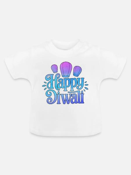 Fröhliches Diwali Lampions Gradient - Baby Bio-T-Shirt mit Rundhals - Weiß