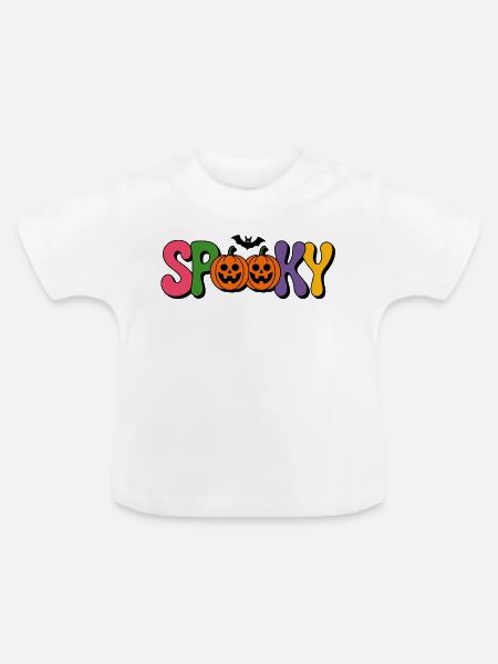 Spooky Kürbis Halloween - Baby Bio-T-Shirt mit Rundhals - Weiß