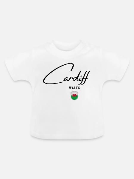 Elegantes Design Cardiff, walisischer Stolz - Baby Bio-T-Shirt mit Rundhals - Weiß