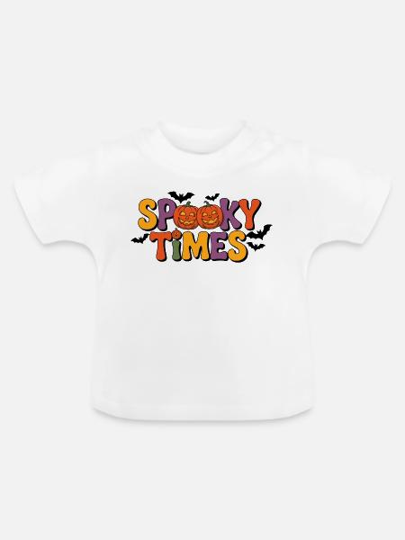Spooky Times Halloween Pumpkins - Baby Bio-T-Shirt mit Rundhals - Weiß