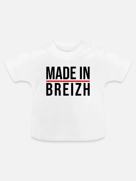 Hergestellt in Breizh - Baby Bio-T-Shirt mit Rundhals - Weiß
