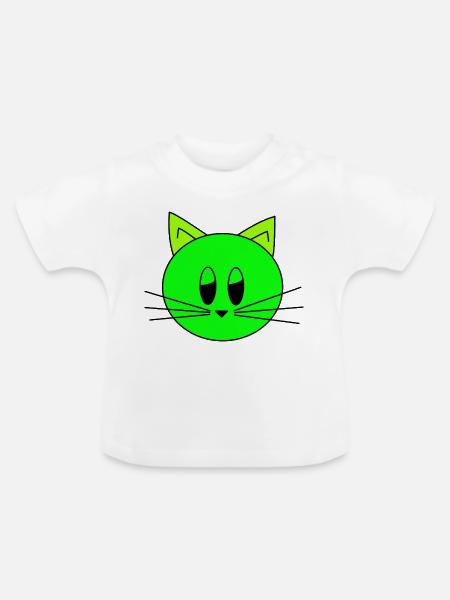 Katzenkopf - Baby Bio-T-Shirt mit Rundhals - Weiß