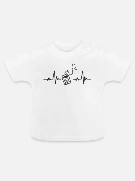 MP3-Player digitaler Musikplayer Herzrhythmus - Baby Bio-T-Shirt mit Rundhals - Weiß
