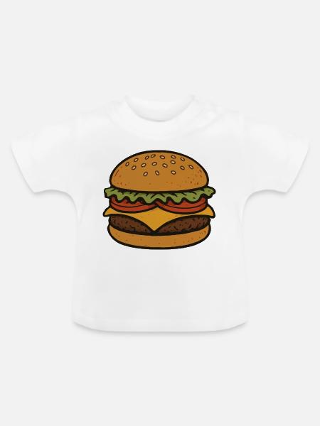 Komischer Hamburger - Baby Bio-T-Shirt mit Rundhals - Weiß