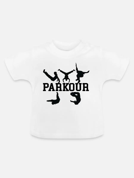 Parkour-Silhouetten - Baby Bio-T-Shirt mit Rundhals - Weiß