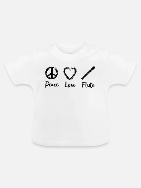 Ich liebe Flöten - Baby Bio-T-Shirt mit Rundhals - Weiß