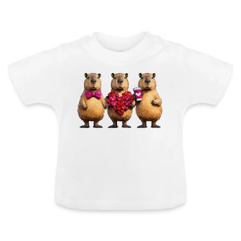 Liebesbiber Trio - Baby Bio-T-Shirt mit Rundhals - Weiß - Vorne