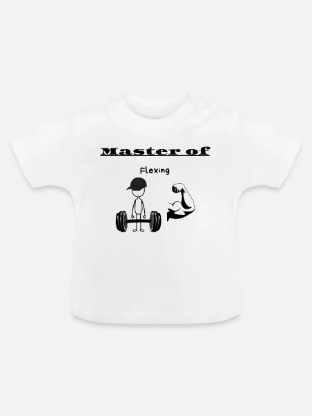 Meister des Flexens - Baby Bio-T-Shirt mit Rundhals - Weiß