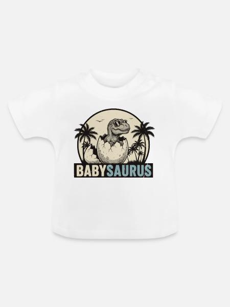 Cooler Retro Babysaurus – Dino Familie - Baby Bio-T-Shirt mit Rundhals - Weiß