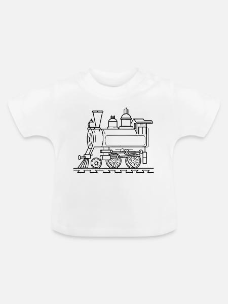 Eisenbahn Comic Stil - Baby Bio-T-Shirt mit Rundhals - Weiß