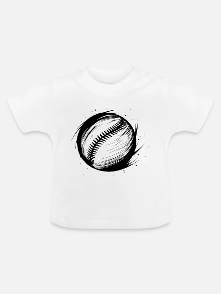 Baseball Ball Skizze - Baby Bio-T-Shirt mit Rundhals - Weiß