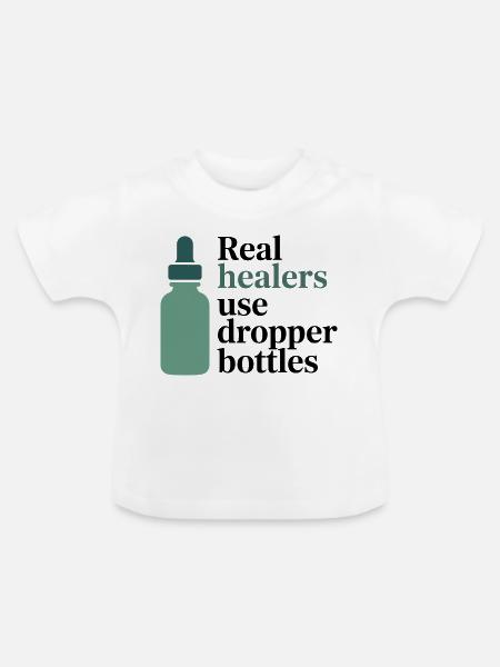 Homöopathie Echte Heiler Tropfflaschen-Beruf - Baby Bio-T-Shirt mit Rundhals - Weiß