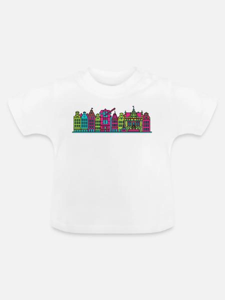 Gdaziger Stadtschirm Neptun-Brunnen-Kunst - Baby Bio-T-Shirt mit Rundhals - Weiß