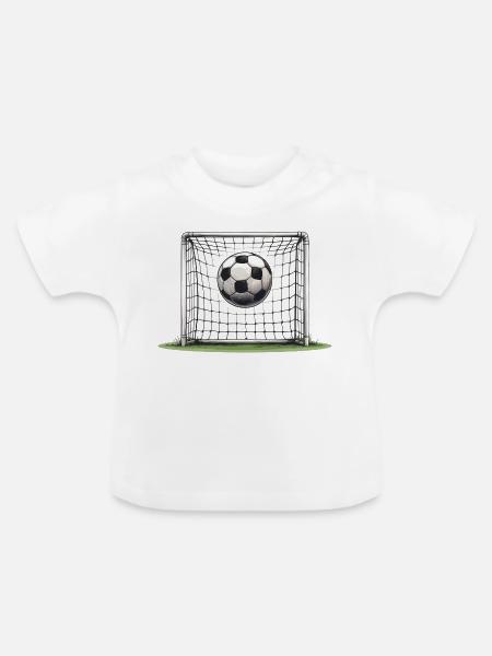 Torwurf im Netz - Baby Bio-T-Shirt mit Rundhals - Weiß