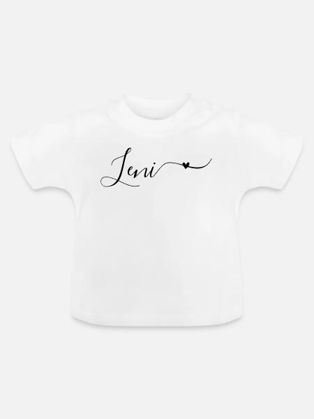 Leni Name Vorname Dekorativ - Baby Bio-T-Shirt mit Rundhals - Weiß