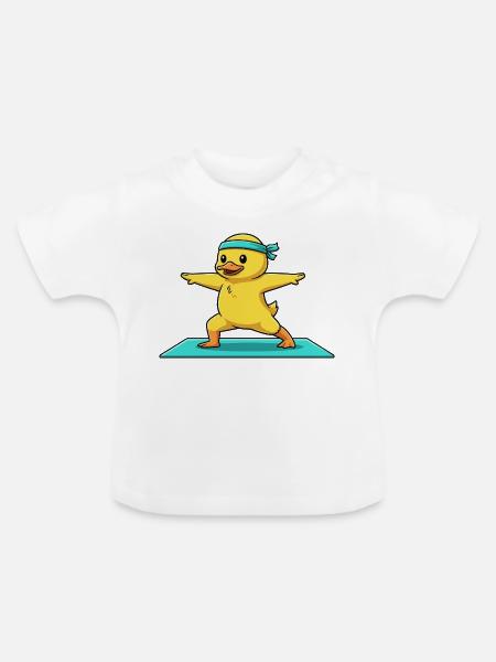 Yoga-Entenvogel mit Kriegerposen-Kunst - Baby Bio-T-Shirt mit Rundhals - Weiß
