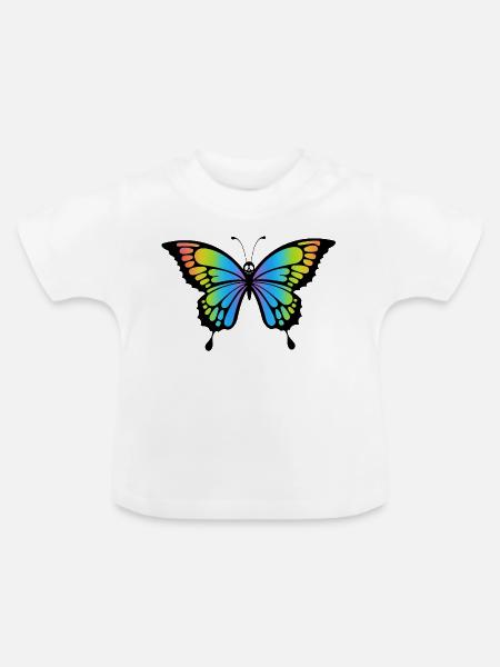 Schmetterlingsschädel - Baby Bio-T-Shirt mit Rundhals - Weiß