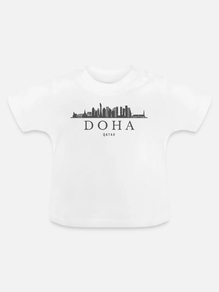 Skyline von Doha, Doha Katar - Baby Bio-T-Shirt mit Rundhals - Weiß