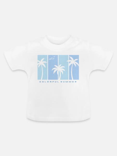 Bunte Sommerstimmungen - Baby Bio-T-Shirt mit Rundhals - Weiß
