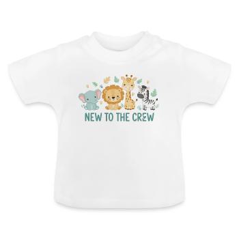 Baby Newborn Safari Animals New To The Crew - Baby Organic T-Shirt with Round Neck - white - Front