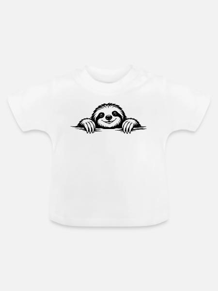 Faultier in chilliger Pose - Baby Bio-T-Shirt mit Rundhals - Weiß