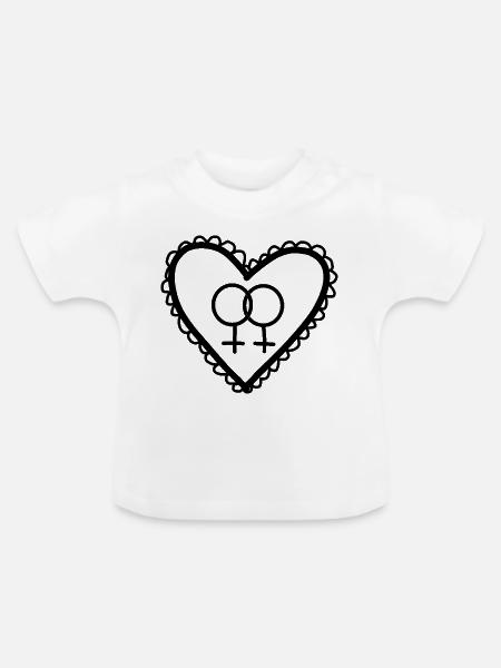 Herz schwarz Lesbisches Liebesherz - Baby Bio-T-Shirt mit Rundhals - Weiß