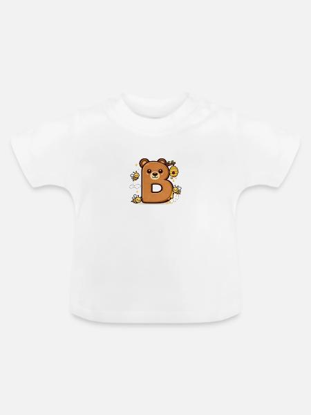 HonigBär Buchstabe B - Baby Bio-T-Shirt mit Rundhals - Weiß
