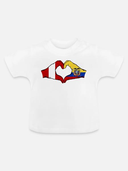 Peru Ecuador Flagge Herz - Baby Bio-T-Shirt mit Rundhals - Weiß