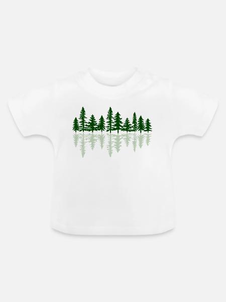 Reflet Forêt de Firs Nature - Baby Bio-T-Shirt mit Rundhals - Weiß