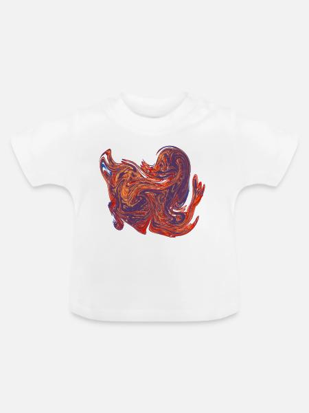 Farbwirbel-Herz Marmormuster - Baby Bio-T-Shirt mit Rundhals - Weiß