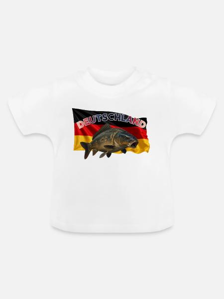 Karpfenangeln Deutschland - Angeldesign - Baby Bio-T-Shirt mit Rundhals - Weiß