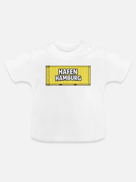 Hafen Hamburg Container gelb - Baby Bio-T-Shirt mit Rundhals - Weiß