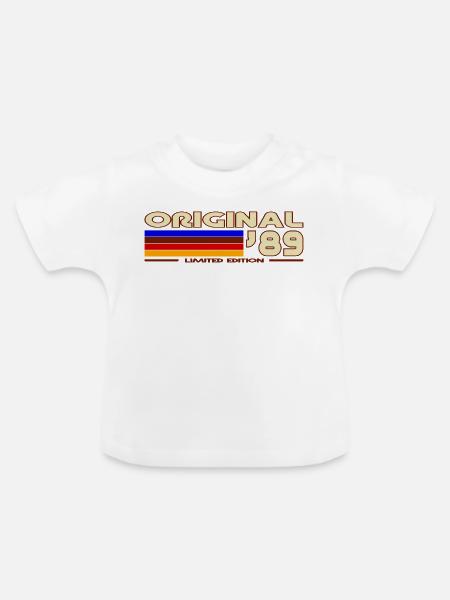 Originale 89er Retro-Streifen - Baby Bio-T-Shirt mit Rundhals - Weiß