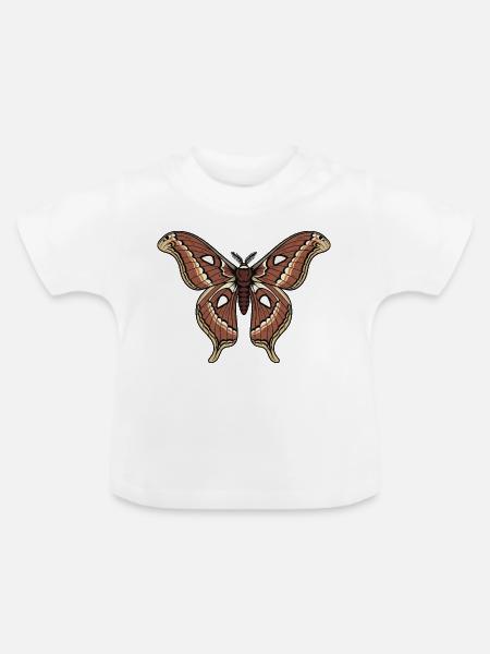 Schmetterlings-Polyphemus-Motten-Saturnie-Flügel-Tattoo - Baby Bio-T-Shirt mit Rundhals - Weiß