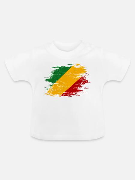 Kongo_Flagge_used - Baby Bio-T-Shirt mit Rundhals - Weiß