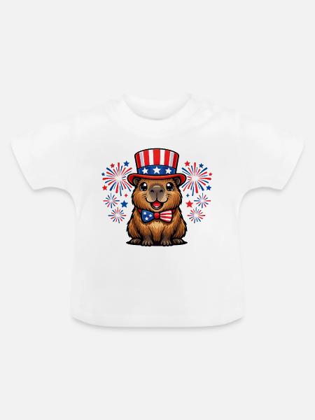 Capybara Wasserschwein Patriot Independence Day - Baby Bio-T-Shirt mit Rundhals - Weiß