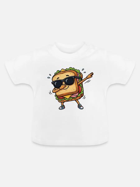 Dabbing Sandwich - Baby Bio-T-Shirt mit Rundhals - Weiß