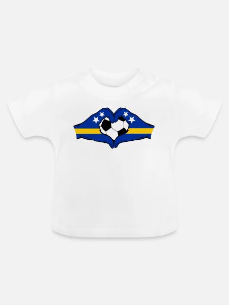 Curacao Flagge Hände Herzform - Baby Bio-T-Shirt mit Rundhals - Weiß