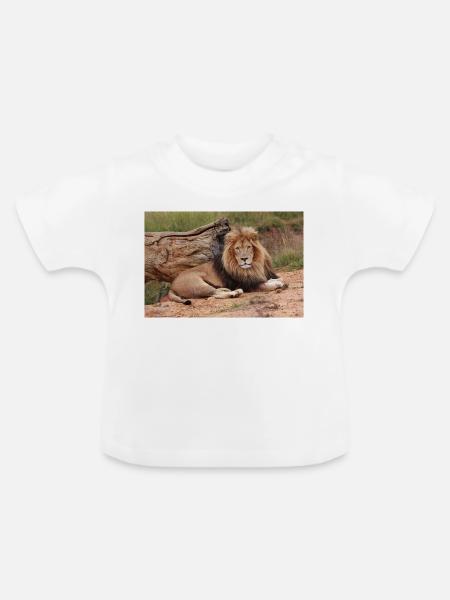 Majestätischer Löwe auf Savanne - Baby Bio-T-Shirt mit Rundhals - Weiß