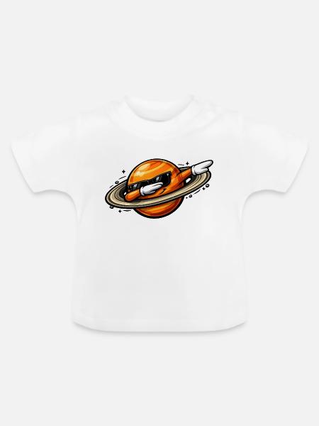 Dabbing Saturn - Baby Bio-T-Shirt mit Rundhals - Weiß
