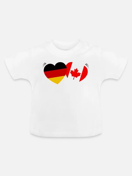 Herzflaggen Deutsch-Canada - Baby Bio-T-Shirt mit Rundhals - Weiß