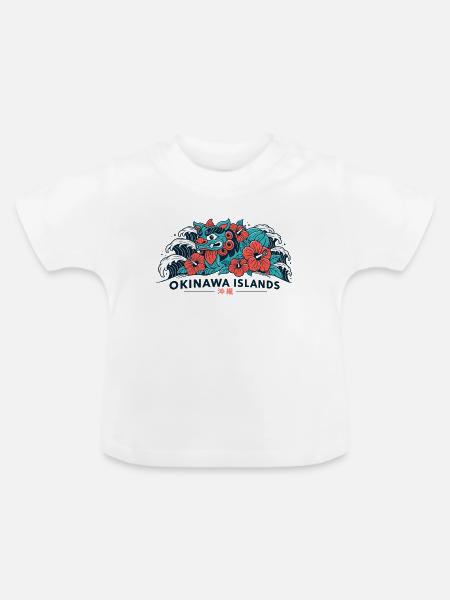 Shisa Hibiskus Okinawa - Baby Bio-T-Shirt mit Rundhals - Weiß